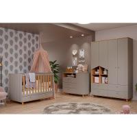 Cômoda Bebê Casinha 3 Gavetas E 1 Porta Off White-nature - Permóbili Baby - 4