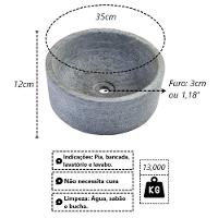 Cuba Bojo Pedra Sabão Sobrepor Pia Lavabo Lavatório 35x12cm - 3
