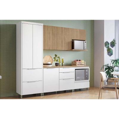 Cozinha Modulada Nesher Rainha E Marquesa 5 Peças (2aéreos+2balcões+1paneleiro) C5p111 Nature-branco-nesher