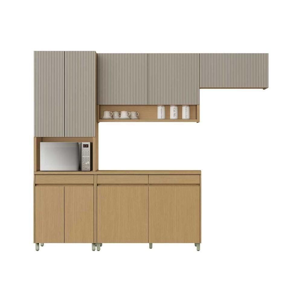 Cozinha Modulada Nesher Simone Mendes Simone Mendes 4 Peças (2aéreos+1balcão+1paneleiro) C4p161 Carvalho-cinza - Nesher - 7