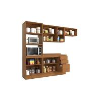 Cozinha Modulada Completa Ciela 5 Peças (2aéreos+1balcão+1torrequente+1complemento) C5p116 Canela - Kappesberg