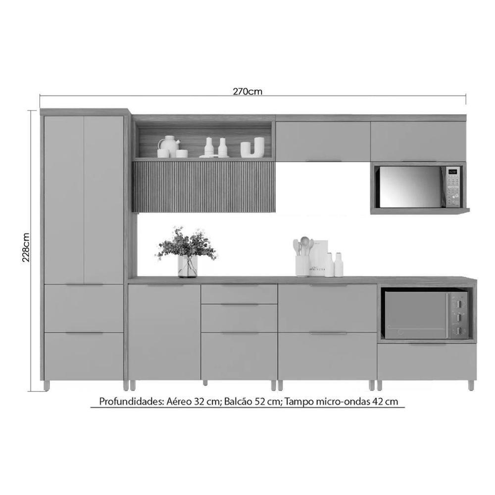 Cozinha Modulada Nesher Marquesa 7 Peças (3aéreos+3balcões+1paneleiro) C6p41 Verde-nature-nesher - 5
