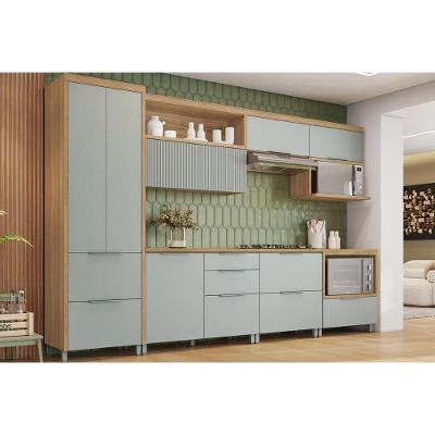 Cozinha Modulada Nesher Marquesa 7 Peças (3aéreos+3balcões+1paneleiro) C6p41 Verde-nature-nesher