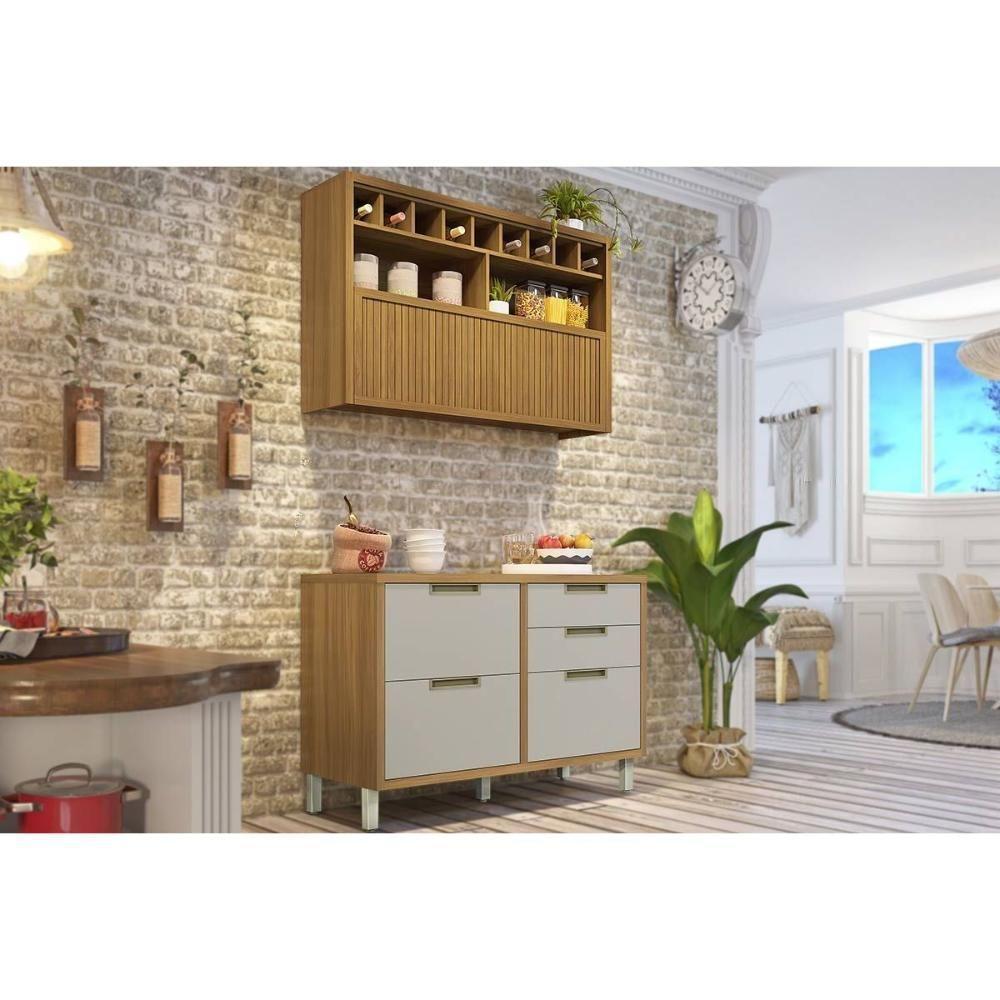 Cozinha Modulada Nesher Imperatriz 2 Peças (1aéreo+1balcão) C2p30 Freijo-off White-nesher - 1