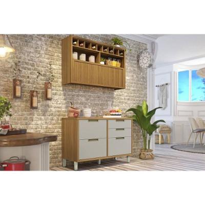 Cozinha Modulada Nesher Imperatriz 2 Peças (1aéreo+1balcão) C2p30 Freijo-off White-nesher