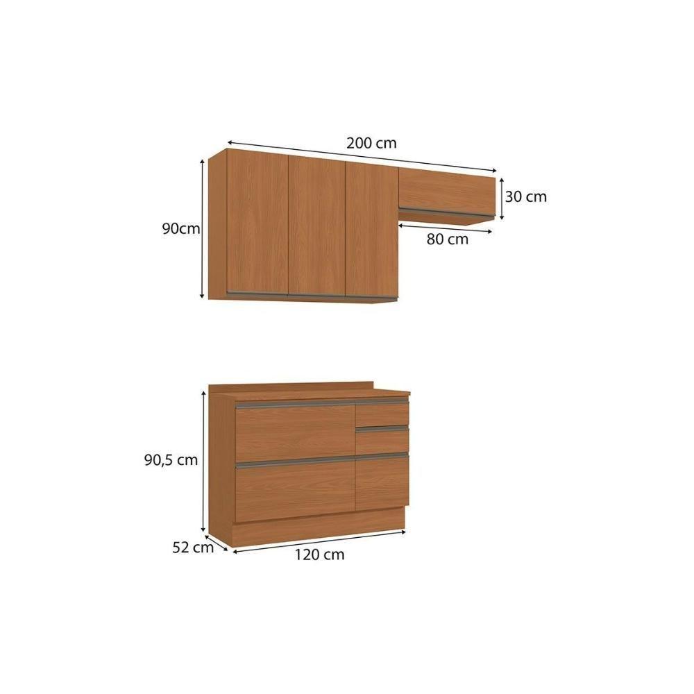 Cozinha Modulada Completa Maxxi 4 Peças (2aéreos+1balcão+1complemento) C4p165 Canela - Kappesberg - 3