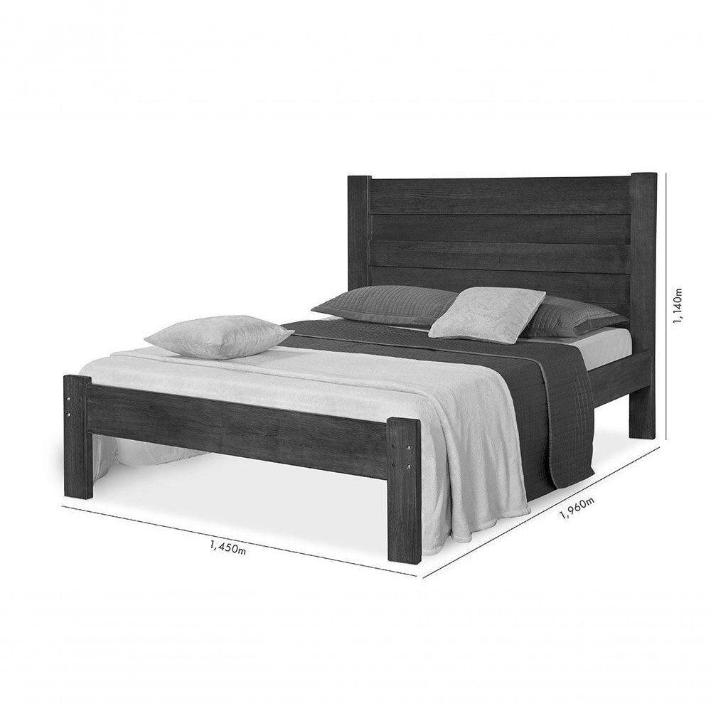 Cama Casal Lara Castanho Em Madeira Maciça Pinus - Atraente - 3