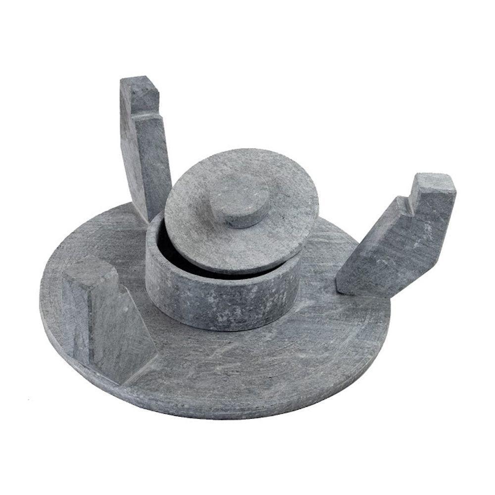 Churrasqueira Pedra Sabão Grelha Funda Sem Tampa P 26cm - 2