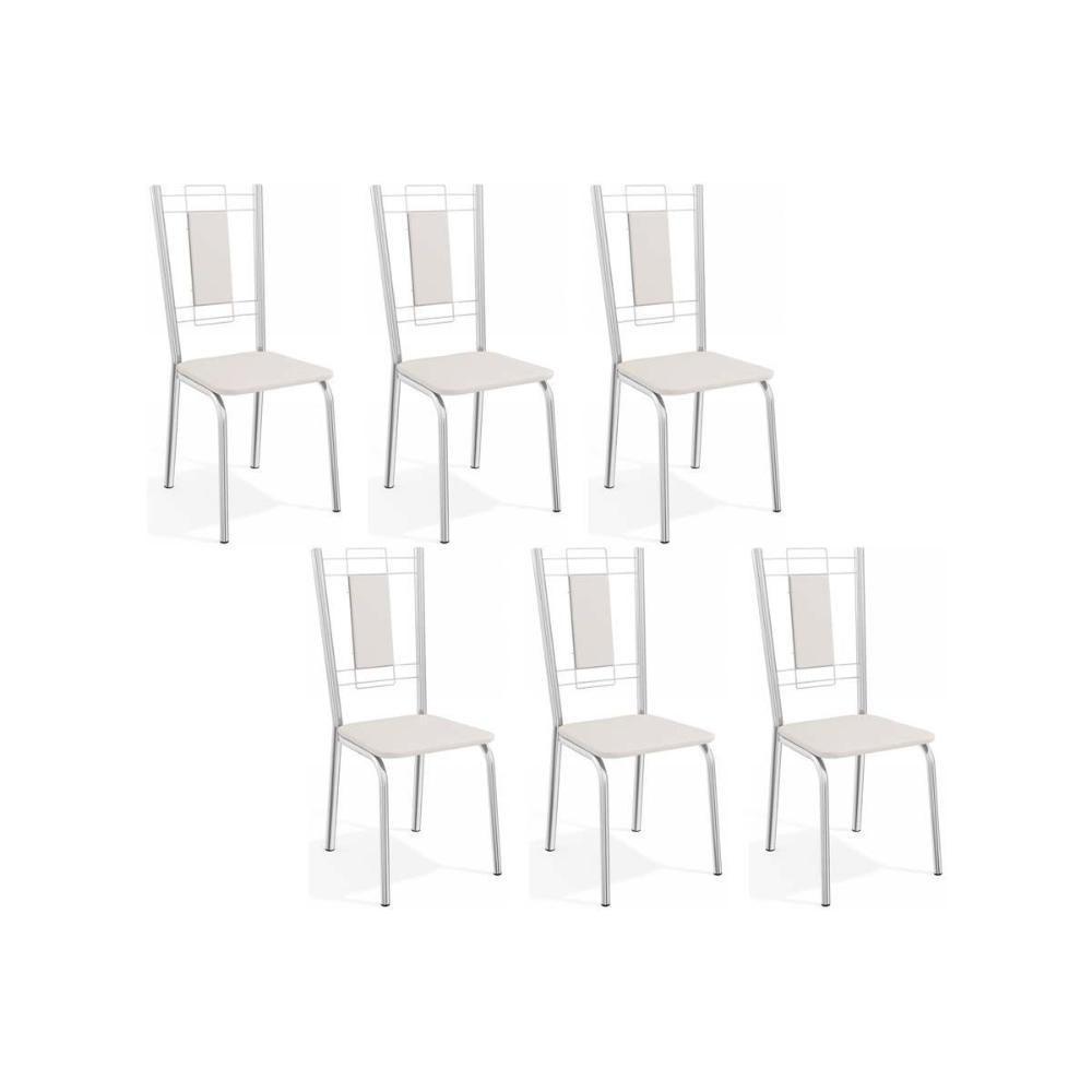 Kit 6 Cadeiras De Cozinha Florença C005 6 Un Cromada-branco 106 - Kappesberg - 1
