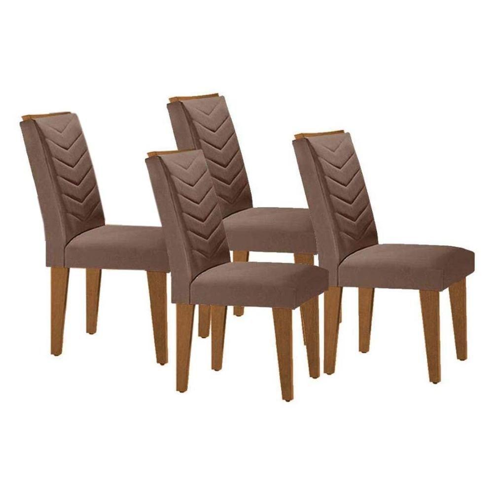 Kit 4 Cadeiras De Cozinha Londrina 4 Un Capuccino-suede Capuccino - Rufato - 1