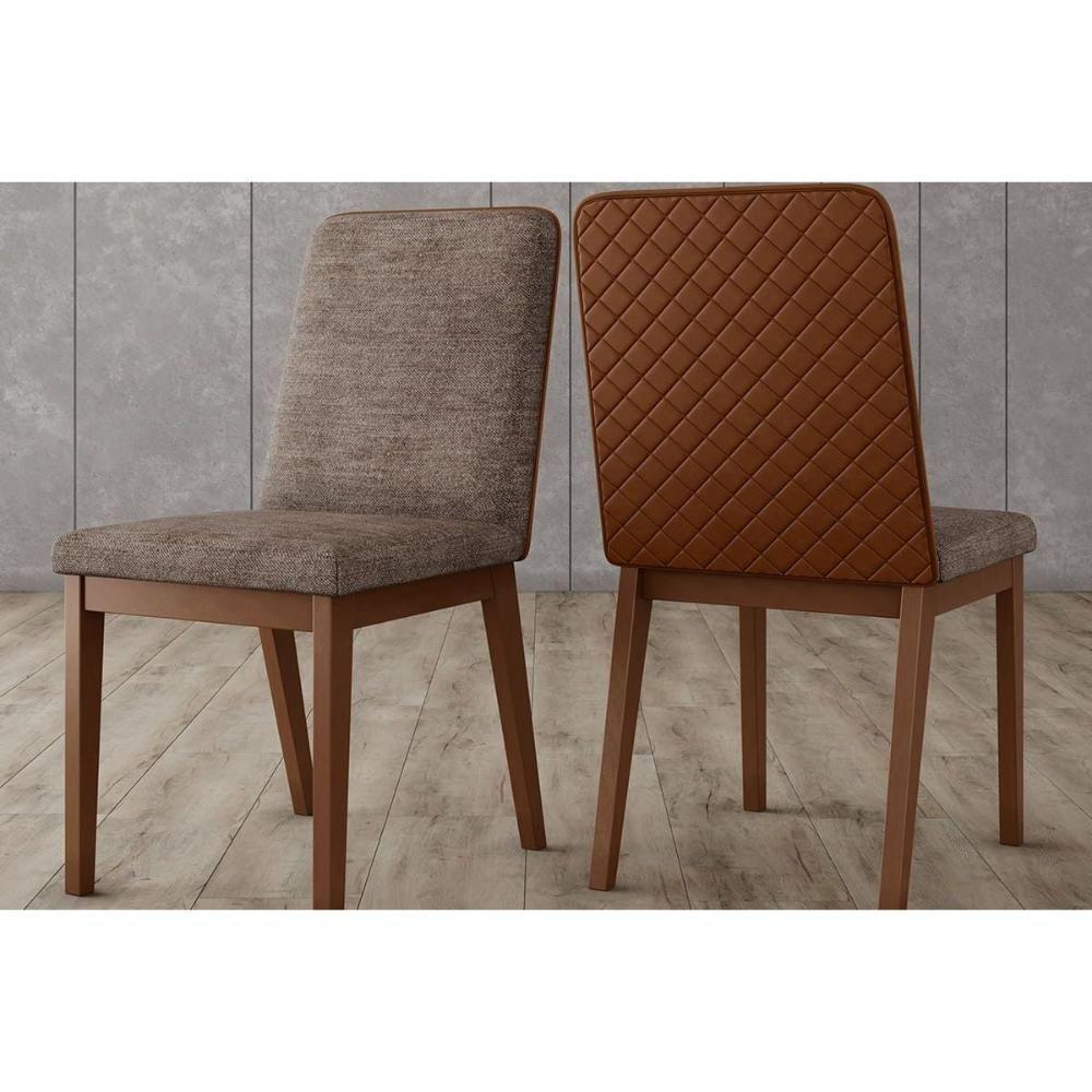Kit 2 Cadeiras Sala Jantar Pietra 2 Un Nature-courano Caramelo-linho Cacao - Henn - 1