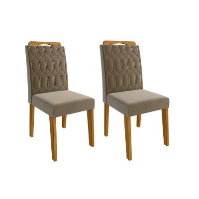 Kit 2 Cadeiras Sala Jantar Paola Wood 2 Un Madeirado-suede Joli Capuccino - Cimol