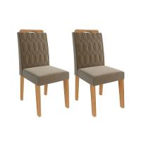 Kit 2 Cadeiras Sala Jantar Paola Wood 2 Un Madeirado-suede Joli Capuccino - Cimol - 1