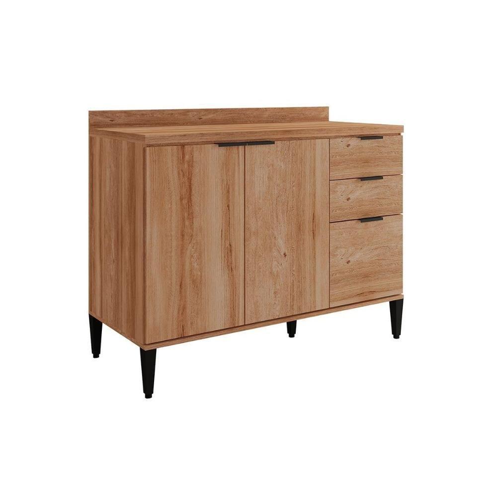 Gabinete P- Pia Cozinha Balcão Alpha 2506 3 Portas E 2 Gavetas S-tampo 120cm Freijo - Carraro - 1