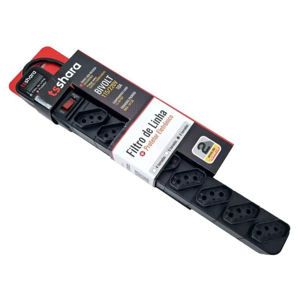 Filtro De Linha Ts Shara Protetor 8 Tomadas - 556 Preto Bivolt - 3
