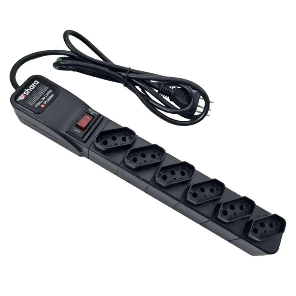 Filtro De Linha Ts Shara Protetor 6 Tomadas - 554 Preto Bivolt - 1