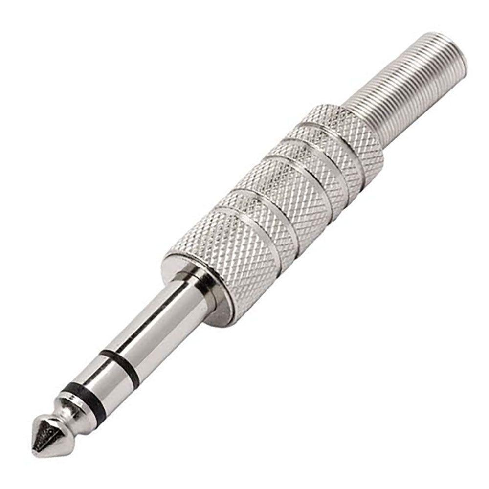 Plug P10 Estereo Metal Com Mola Niquelado - 1