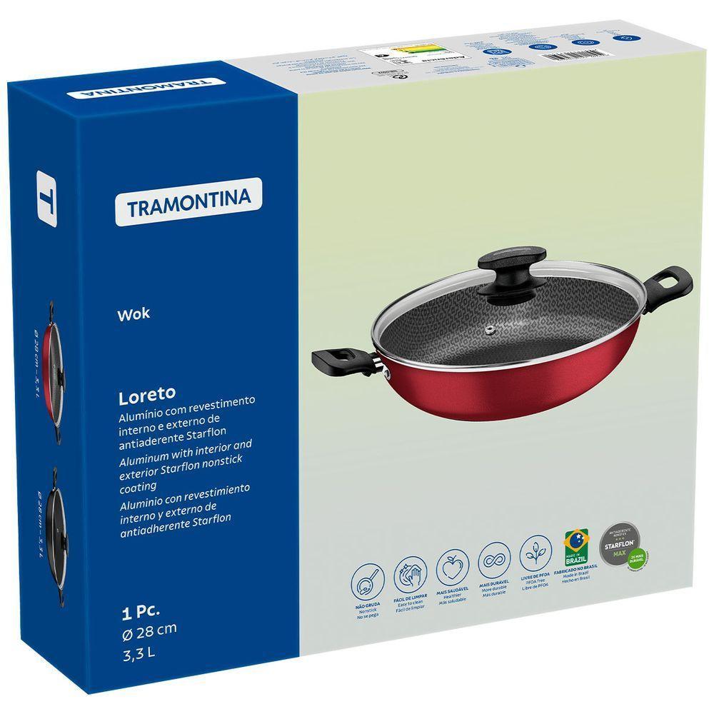 Panela Wok Loreto Em Aluminio Com Revestimento Interno E Externo Em Antiaderente Starflon Max - 3