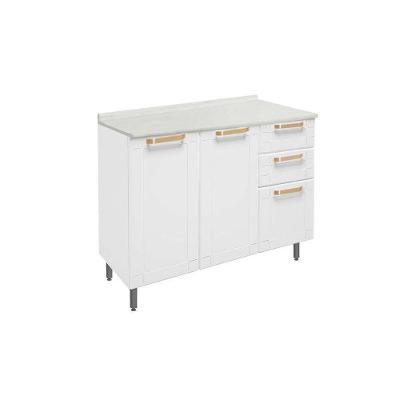 Módulo Cozinha Bertolini Colors Balcão C- Tampo 6114 C- 3 Portas E 2 Gavetas 105cm Branco-bertolini