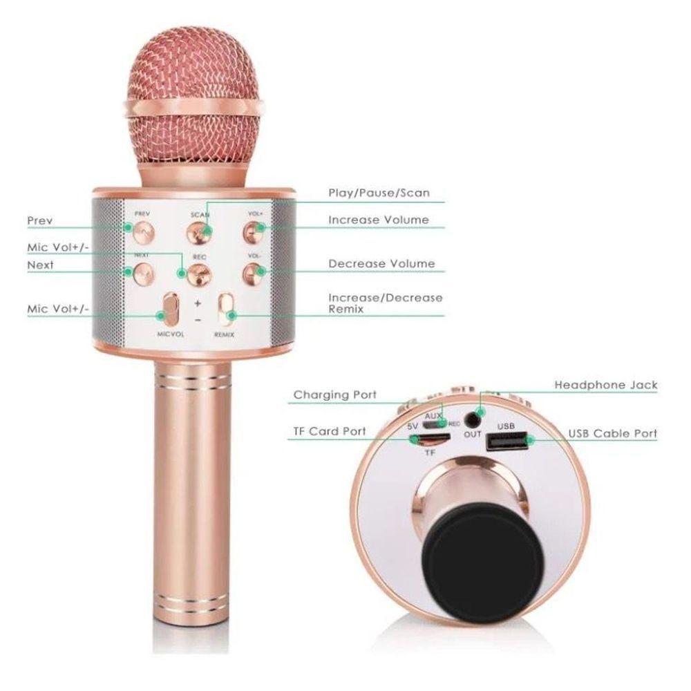 Microfone Bluetooth Karaoke Youtuber Gravador Com Som Ws-858 - 7