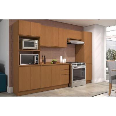 Kit Cozinha Completa 6 Peças Ciela MDF Marrom com Tampo MDP Brilhante