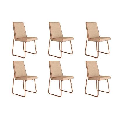 Kit 6 Cadeiras De Cozinha Lira 1752 6 Uni Rose-linho Areia-courano Caramelo - Carraro