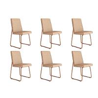 Kit 6 Cadeiras De Cozinha Lira 1752 6 Uni Rose-linho Areia-courano Caramelo - Carraro - 1