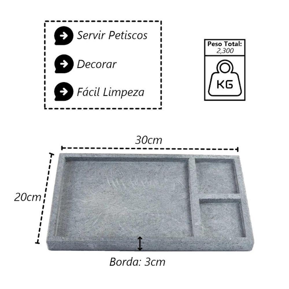 Tábua Pedra Sabão Borda Pé Divisórias Para Servir G 30x20cm - 3