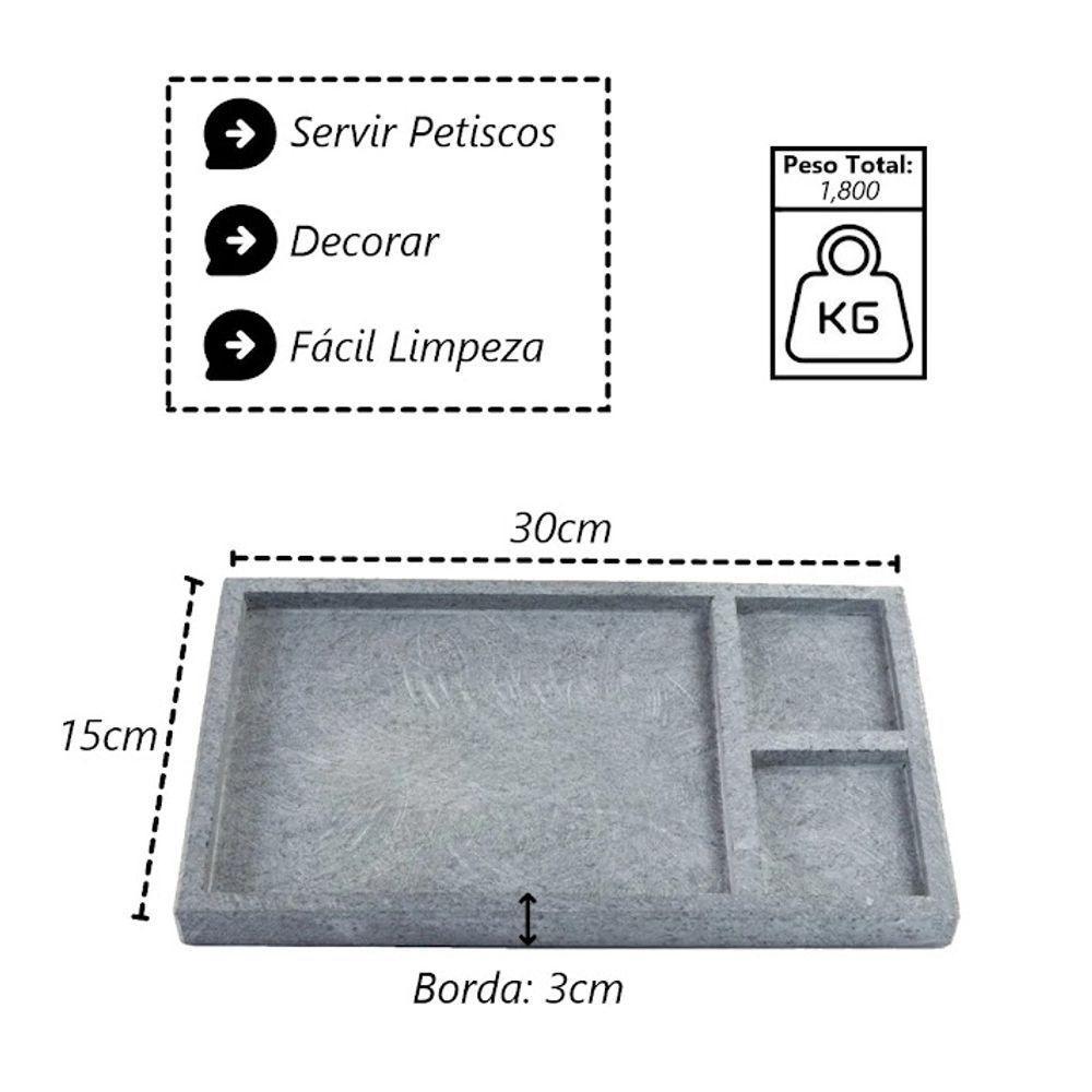 Tábua Pedra Sabão Borda Pé Divisórias Para Servir P 30x15cm - 3