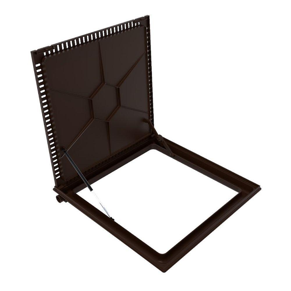 Tampa Piscina Ventilada Casa Máquina 90x90cm Rebaixo Marrom - 3