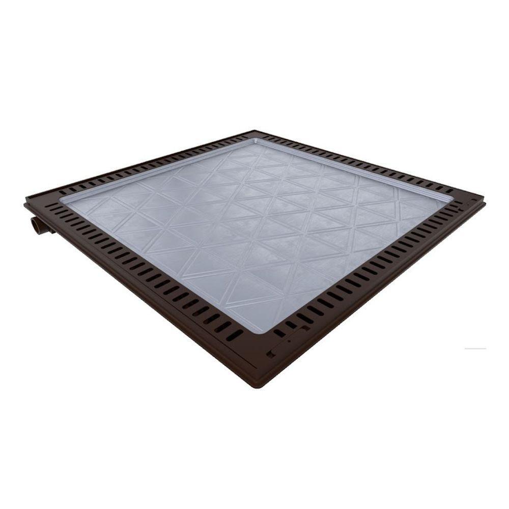 Tampa Piscina Ventilada Casa Máquina 90x90cm Rebaixo Marrom - 5