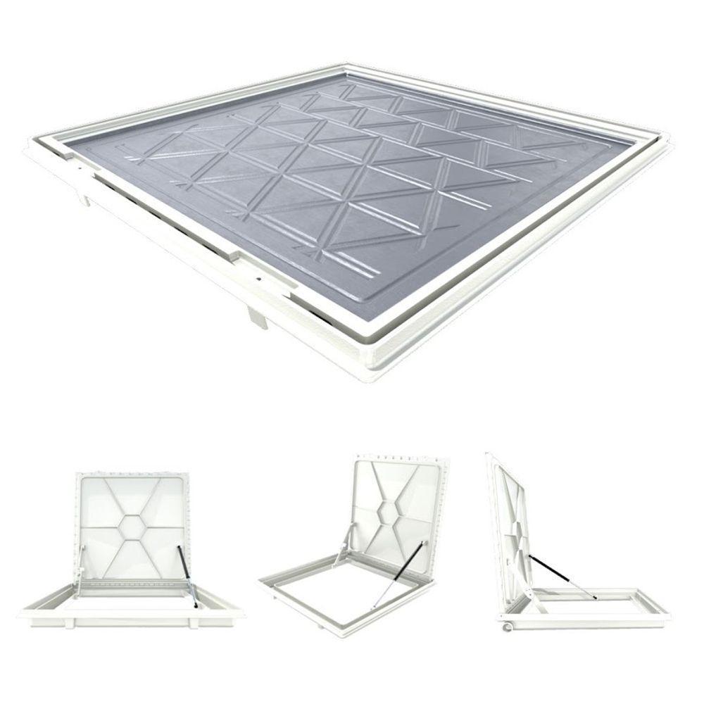 Tampa Piscina Casa Máquina 90x90 Articulada Rebaixada Branca - 1