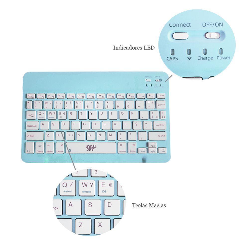 Teclado E Mouse Recarregáveis Azul A6732 Slim Wireless Ideal Para Escritório E Casa - 4