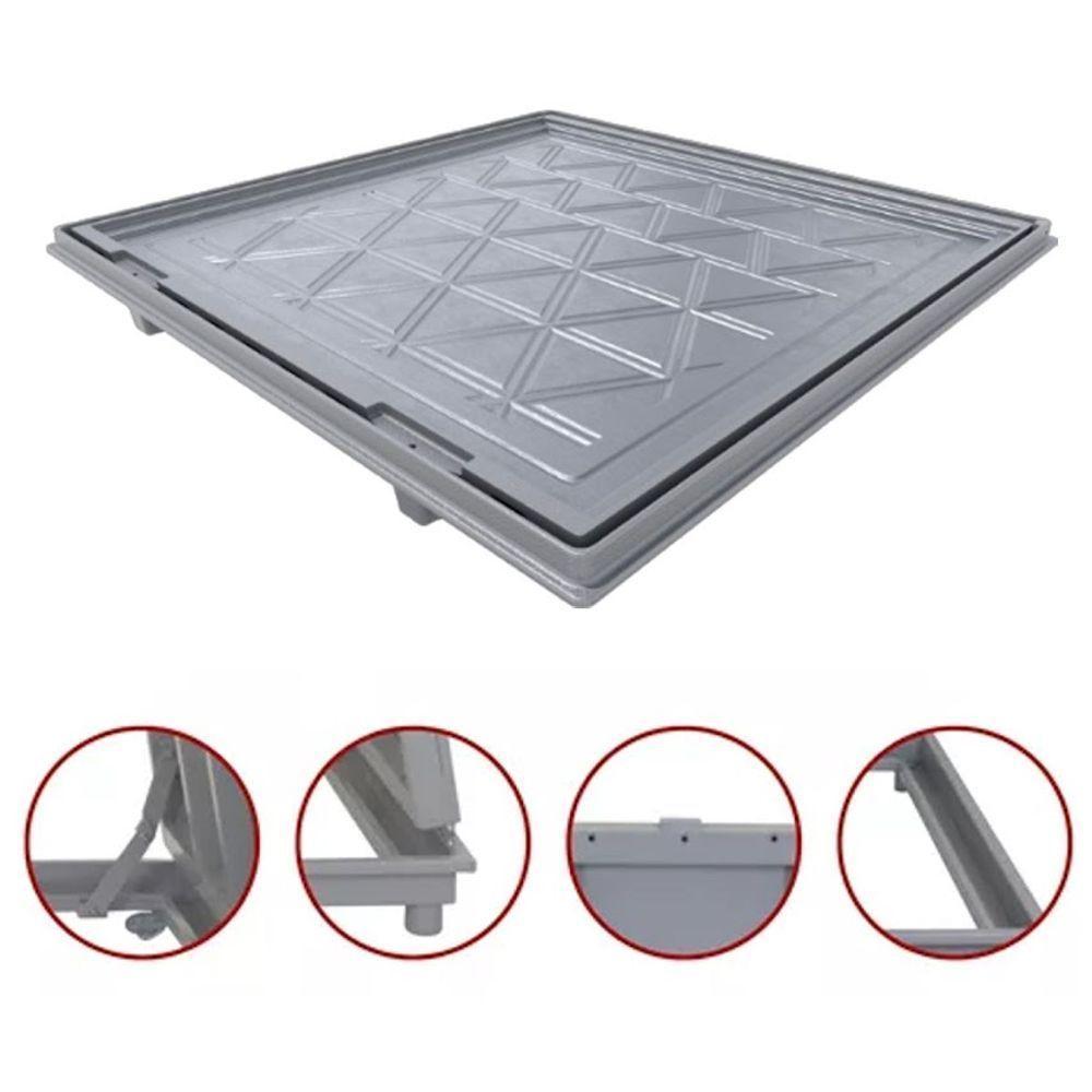 Tampa Casa Máquina Alumínio Rebaixo Invisível Cinza 80x80cm - 2