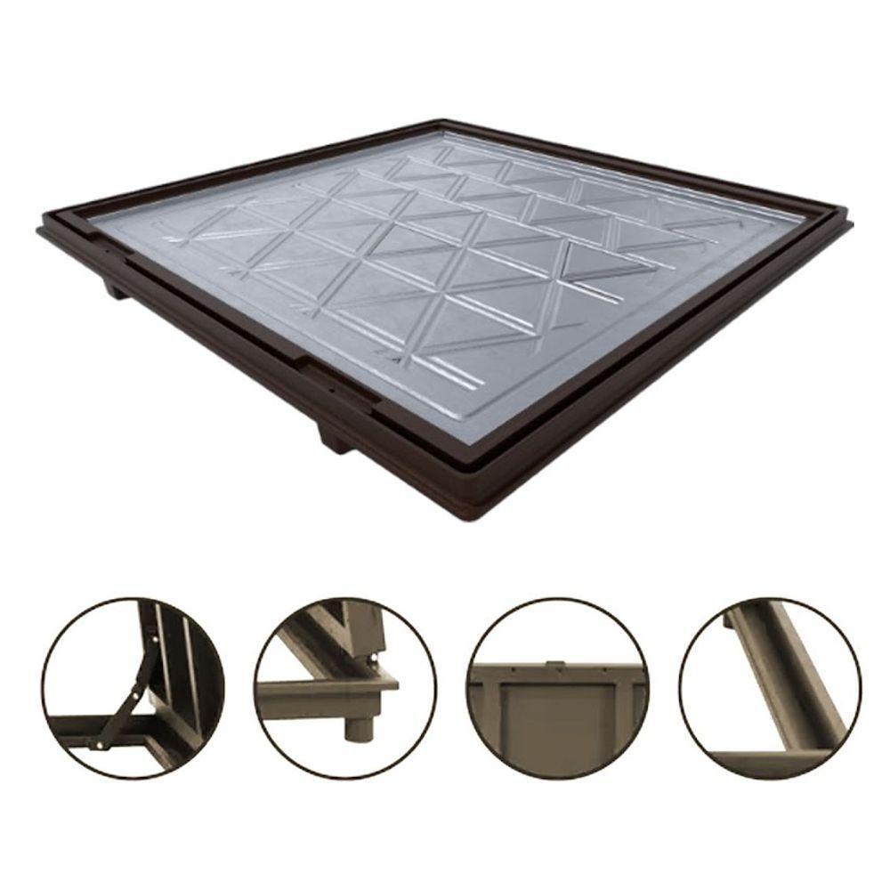 Tampa Casa Maquina 90x90cm Com Rebaixo Para Alumínio Marrom - 2