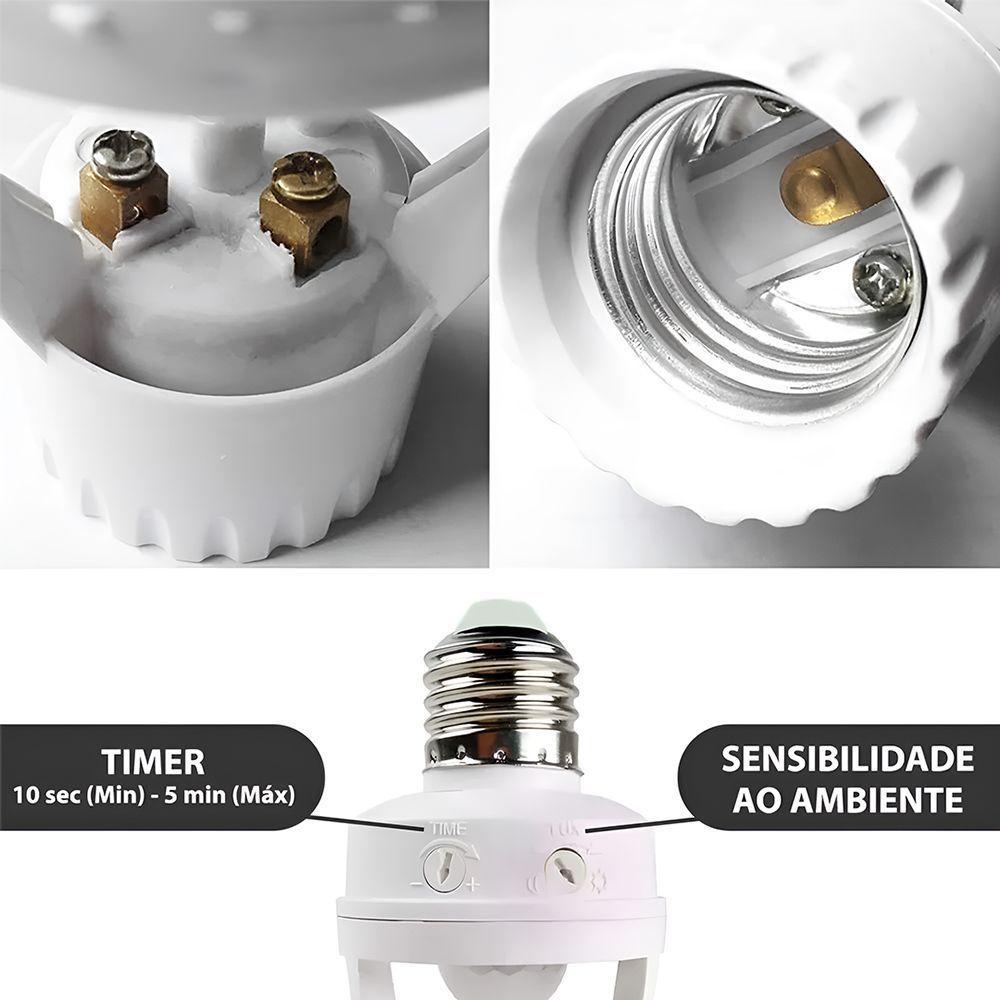 Soquete Com Sensor De Presença Infravermelho Para Lâmpadas E27 Bivolt Com Detecção 360 Graus - 3
