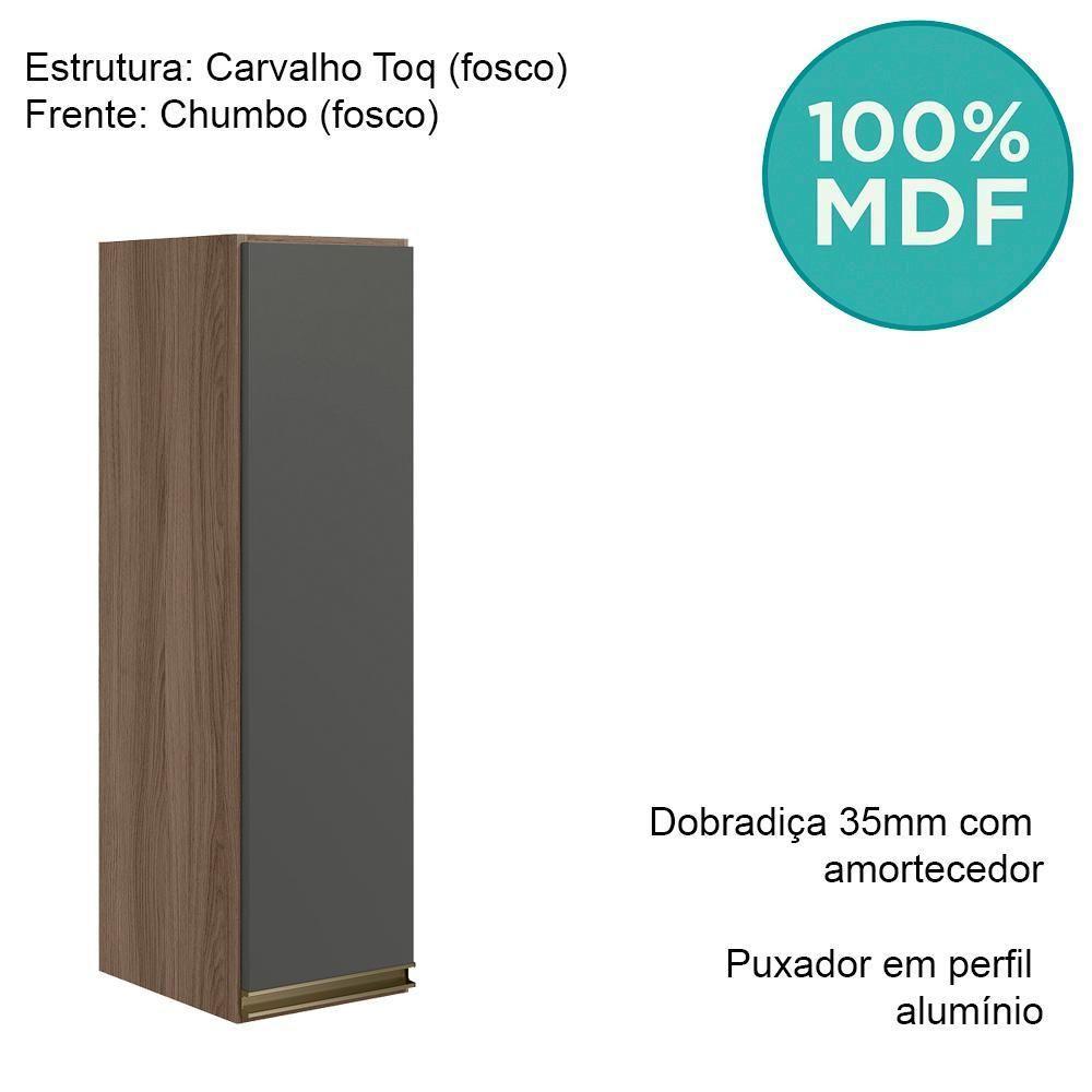 Armario Aereo 1 Porta Mdf 25 Cm Kali 12200 Carvalho Toq Chumbo Nicioli Carvalho Toq Chumbo - 4