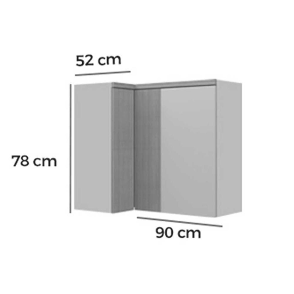 Armário Aéreo Cozinha Modulado Allure De Canto C- 3 Portas 93cm Jequitiba-gris Fosco - Linea Brasil - 2