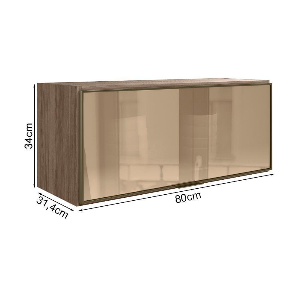 Armario Aereo Basculante Vidro Mdf 80 Cm Kali 1634161 Carvalho Toq Nicioli Carvalho Toq - 3