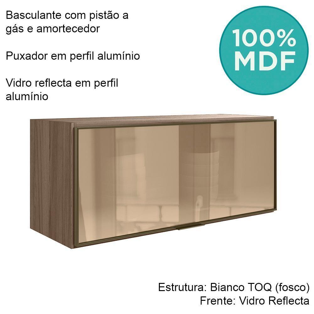 Armario Aereo Basculante Vidro Mdf 80 Cm Kali 1634161 Carvalho Toq Nicioli Carvalho Toq - 4