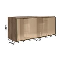 Armario Aereo Basculante Vidro Mdf 80 Cm Kali 1634161 Carvalho Toq Nicioli Carvalho Toq - 3