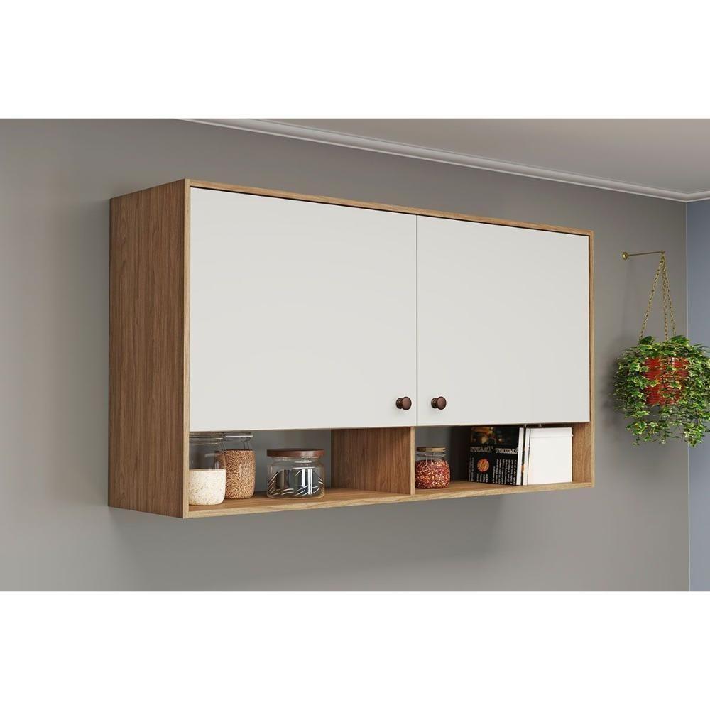 Armário Aéreo Cozinha Modulado Torino C- 2 Portas 120cm Mel-off White - Movelbento - 1