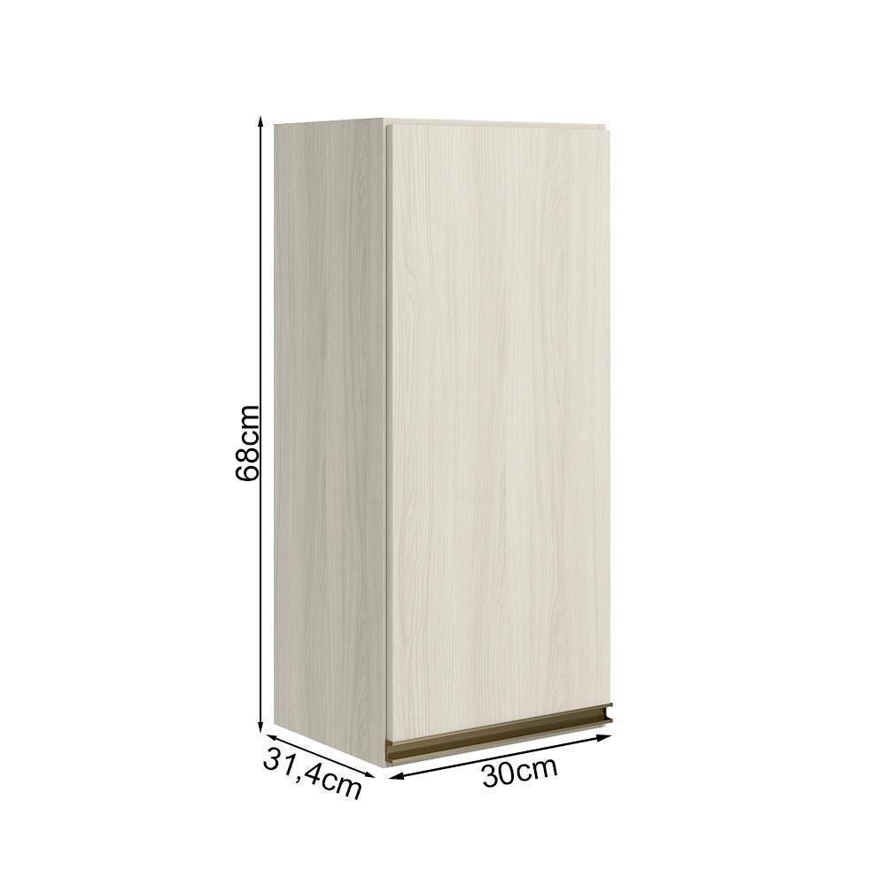Armario Aereo 1 Porta Mdf 30 Cm Kali 12201 Bianco Toq Bianco Toq Nicioli Bianco Toq Bianco Toq - 3