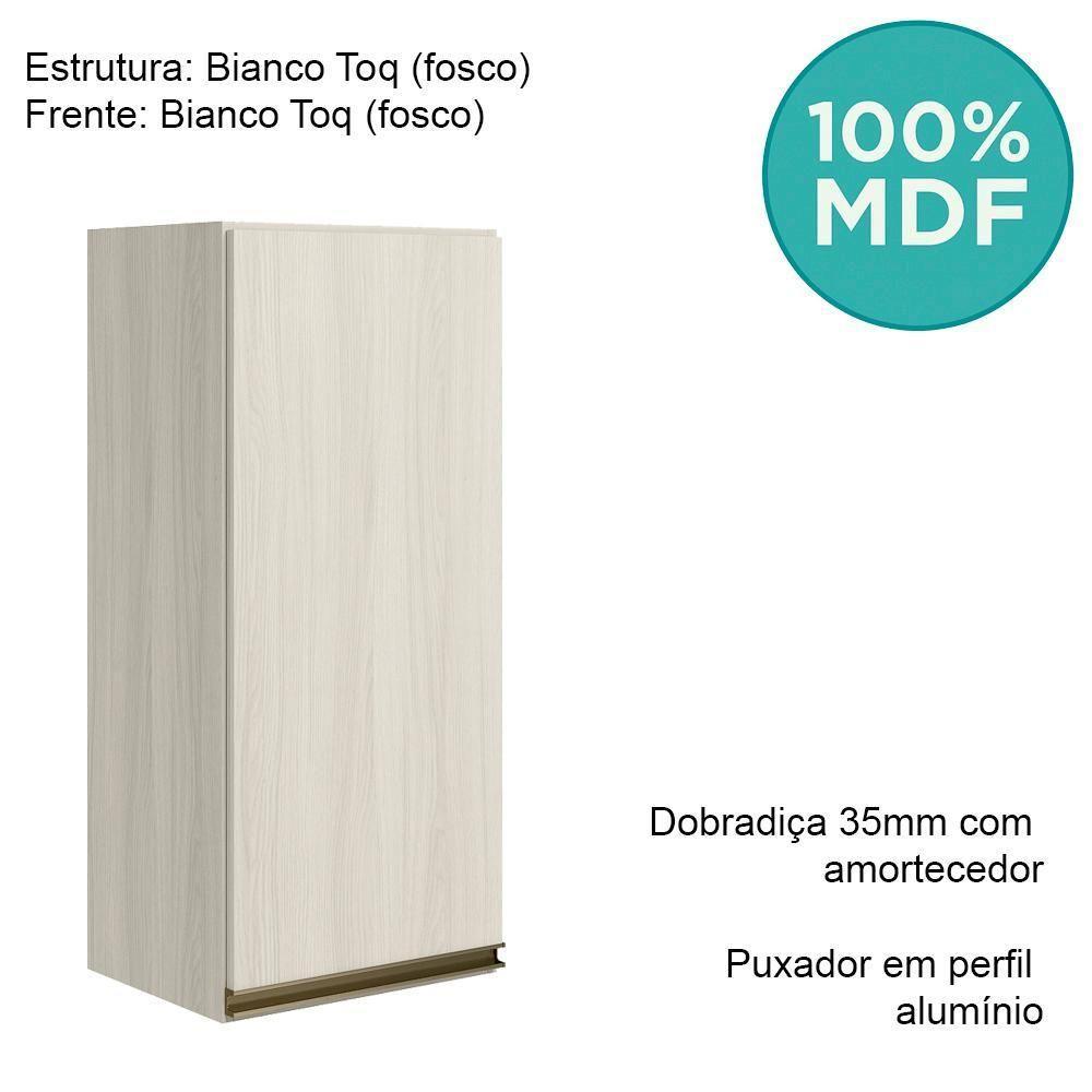 Armario Aereo 1 Porta Mdf 30 Cm Kali 12201 Bianco Toq Bianco Toq Nicioli Bianco Toq Bianco Toq - 4
