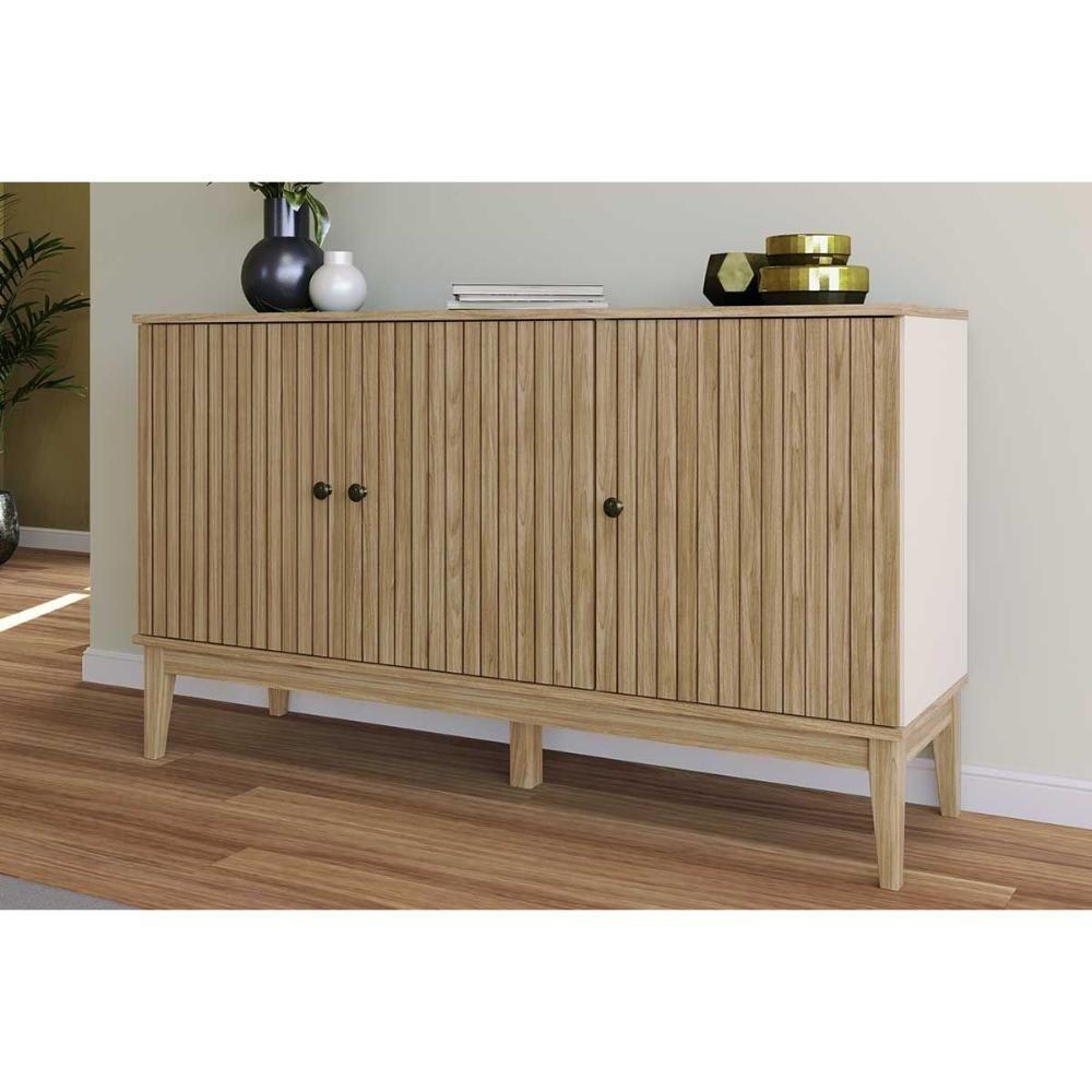 Aparador De Sala Jantar Mb 1061 C- 3 Portas Mel-off White - Movelbento - 1