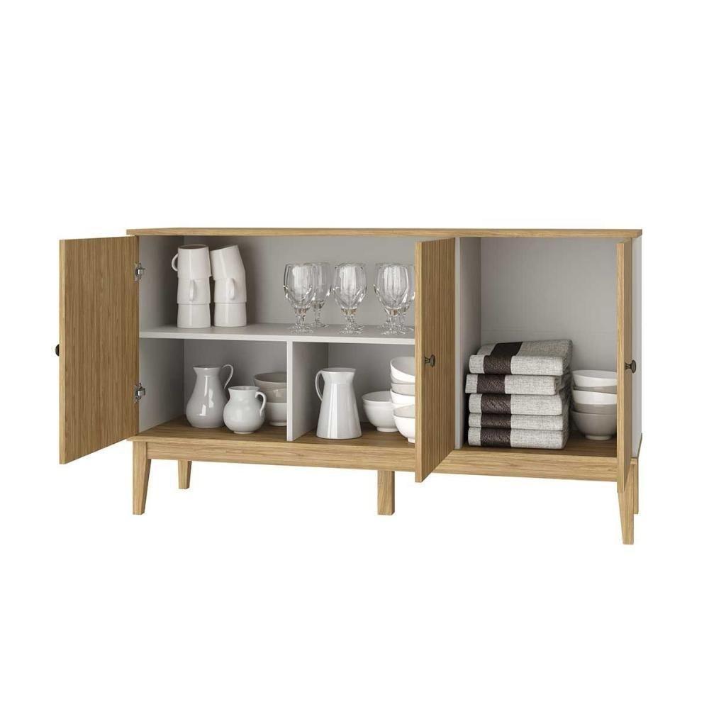 Aparador De Sala Jantar Mb 1061 C- 3 Portas Mel-off White - Movelbento - 3