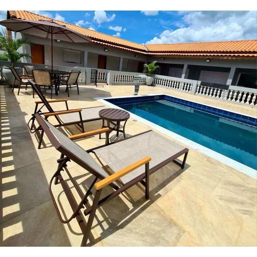 2 Espreguiçadeiras Alumínio + Ombrelone Piscina Praia Lazer Capuccino - 3