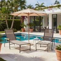 2 Espreguiçadeiras Alumínio + Ombrelone Piscina Praia Lazer Capuccino - 2