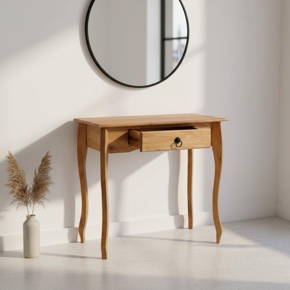 Aparador De Madeira Maciça Estilo Luís Xv Rústico Com Gaveta - Mel - 1