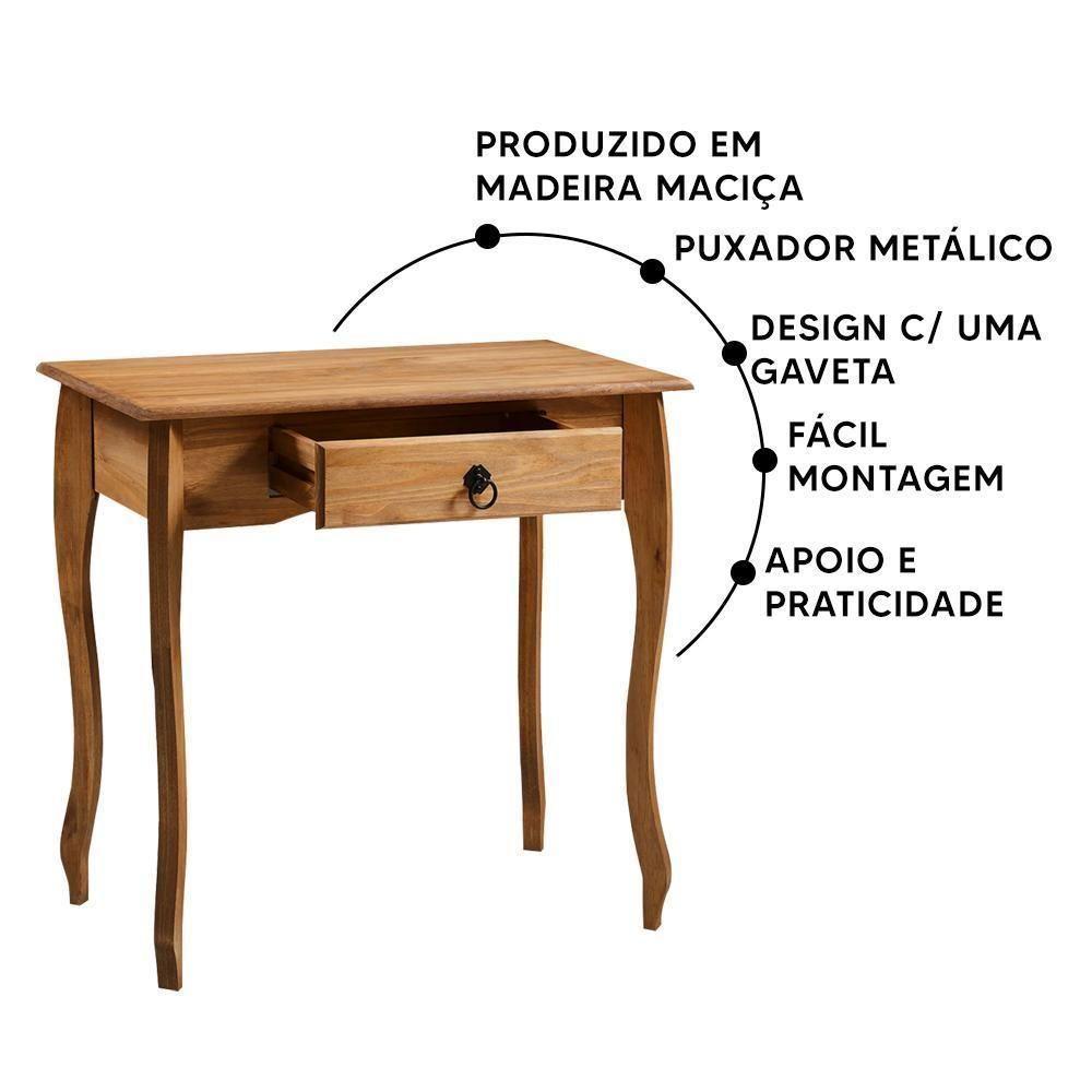 Aparador De Madeira Maciça Estilo Luís Xv Rústico Com Gaveta - Mel - 8